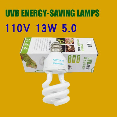 UVB5.0 10.0 110v-220v gyík kalcium-kiegészítő lámpa 13W 26W UV izzó E27 energiatakarékos hüllőlámpa teknősök és kétéltűek