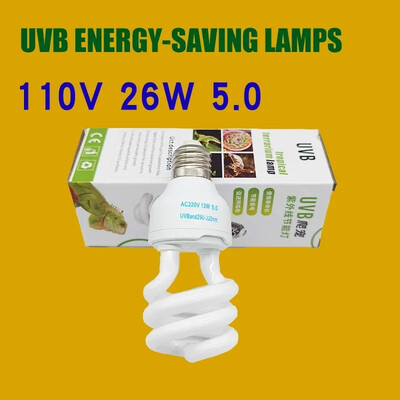 UVB5.0 10.0 110v-220v gyík kalcium-kiegészítő lámpa 13W 26W UV izzó E27 energiatakarékos hüllőlámpa teknősök és kétéltűek