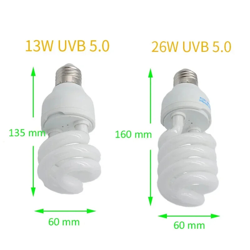 UVB5.0 10.0 110v-220v gyík kalcium-kiegészítő lámpa 13W 26W UV izzó E27 energiatakarékos hüllőlámpa teknősök és kétéltűek