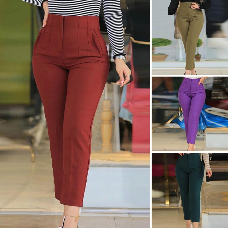 Дамски офис облекла Панталони с висока талия за жени Официални панталони Офис тоалети Панталони тип молив Дамски панталони