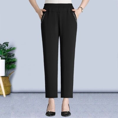2023 m. vasaros naujos mados kišenė Paprastumas važinėti vienspalvis aukštu juosmeniu, tiesus, laisvalaikio elegantiškos universalios moteriškos ilgos kelnės