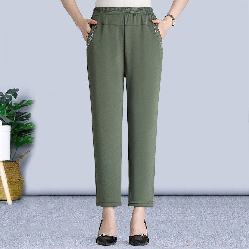 2023 m. vasaros naujos mados kišenė Paprastumas važinėti vienspalvis aukštu juosmeniu, tiesus, laisvalaikio elegantiškos universalios moteriškos ilgos kelnės