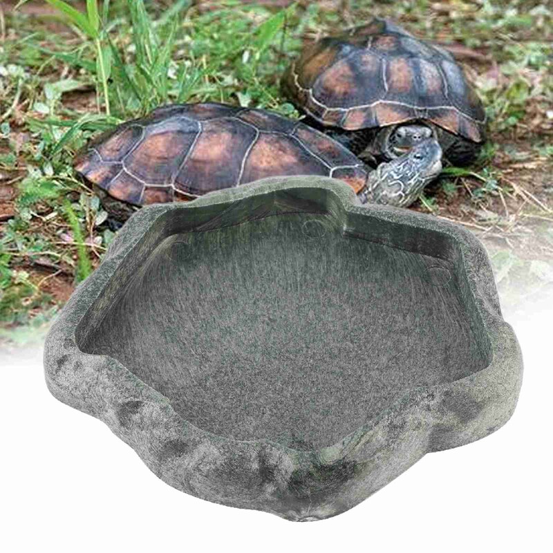 ABS Resin Reptile Rock Τροφοδότης πιάτων για φαγητό και νερό για Tortoise Lizard Lizard Feeder Reptile Bowl Τροφοδότης ερπετών