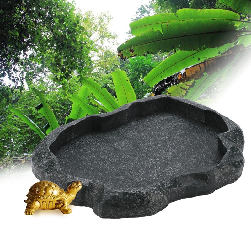ABS Resin Reptile Rock Τροφοδότης πιάτων για φαγητό και νερό για Tortoise Lizard Lizard Feeder Reptile Bowl Τροφοδότης ερπετών