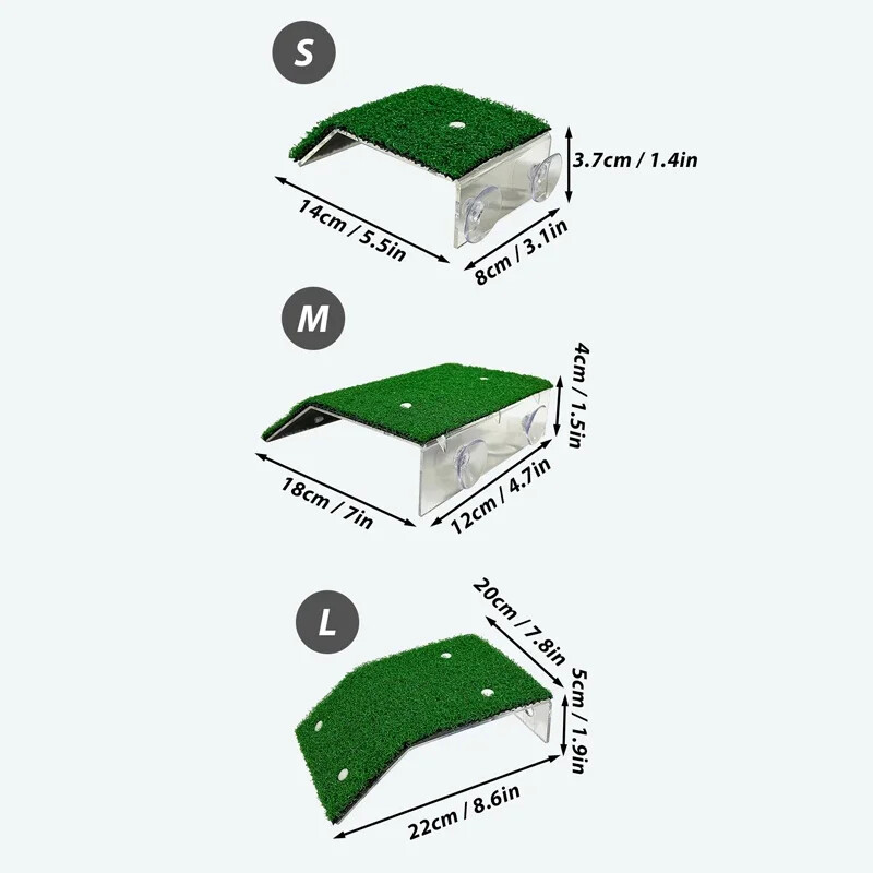 S/M/L méretű teknős platform úszó dekoráció teraszok füves rámpa hüllő pihenő mohasziget akvárium kiegészítők élőhely dekoráció