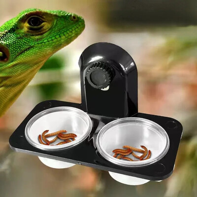 Pervaz de hrănire pentru gecko cu crestă, vas de apă și hrană pentru reptile, pentru șopârlă Lguana Cameleon sau alte accesorii pentru animale de companie mici.