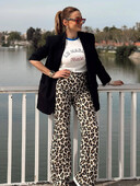 Y2K TRAF divatos leopárdmintás női nadrág 2024 magas derekú, bő elülső cipzáras légy széles szárú hosszú nadrág Lady Vintage új nadrágban