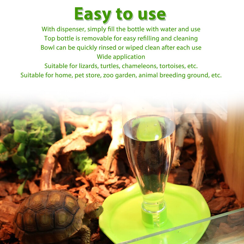 Sticlă de apă pentru reptile, țestoasă, alimentator automat, distribuitor de apă cu sticle de apă pentru șopârlă țestoasă Cameleon