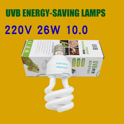 UVB5.0 10.0 110v-220v gyík kalcium-kiegészítő lámpa 13W 26W UV izzó E27 energiatakarékos hüllőlámpa teknősök és kétéltűek