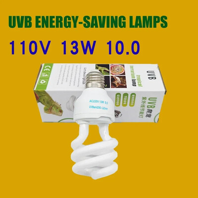 UVB5.0 10.0 110v-220v gyík kalcium-kiegészítő lámpa 13W 26W UV izzó E27 energiatakarékos hüllőlámpa teknősök és kétéltűek