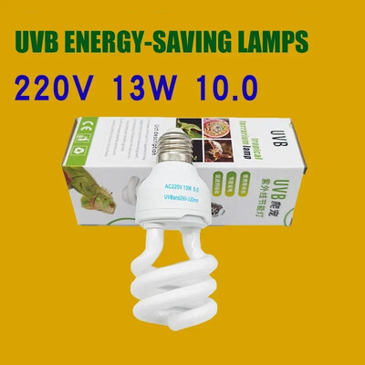 UVB5.0 10.0 110v-220v gyík kalcium-kiegészítő lámpa 13W 26W UV izzó E27 energiatakarékos hüllőlámpa teknősök és kétéltűek