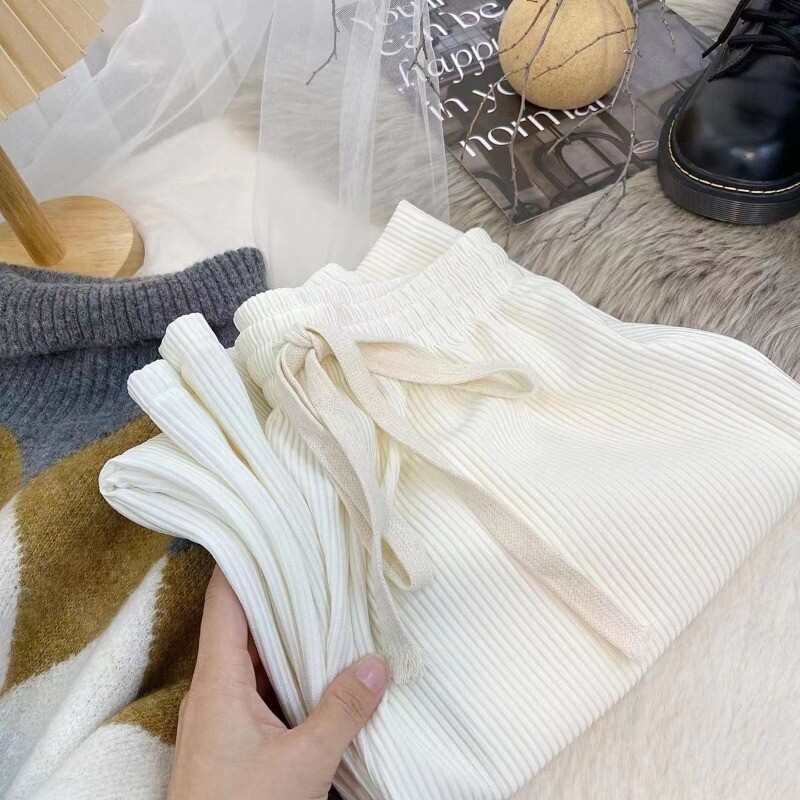 Pantaloni largi de vară, subțiri, casual, cu model de os de șarpe, cu talie înaltă, la modă, versatili, coreeani, cu șnur, pantaloni de damă