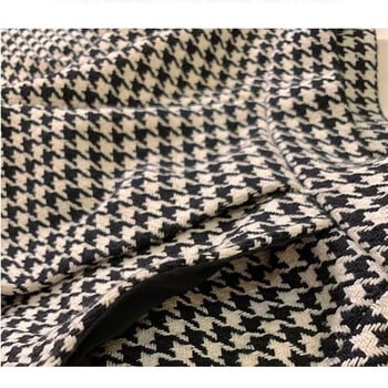 Γυναικείο χειμώνα Vintage Classic Houndstooth μάλλινο ύφασμα ίσιο φαρδύ παντελόνι Κομψό γραφείο Γυναικείο ψηλόμεσο φαρδύ παντελόνι