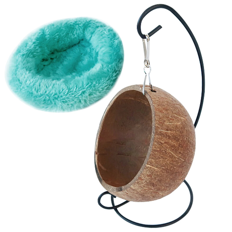 Dabīgs kokosriekstu kāmju slēpnis ar spilvenu balstiekārtu Kokosriekstu mizas kāmja gultas māja ar siltu paliktni mazam dzīvniekam