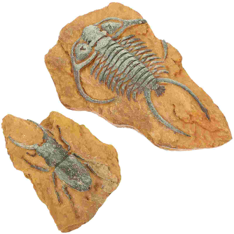 2 buc. figurine de jucărie cu animale de mare ornament pentru terariu, rășină simulată, fosilă, peisaj târât, trilobit