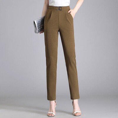 Dámske jarné letné nohavice, vintage vysoký pás, háremové nohavice, kórejská móda, vrecovité ceruzkové nohavice, kancelárske, nadrozmerné, 90 cm, spodné