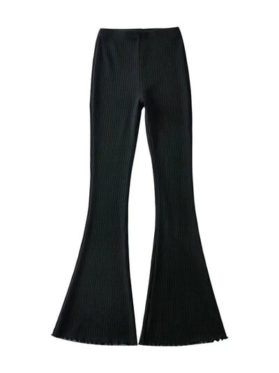 Tossy Solid πλεκτό ψηλόμεσο παντελόνι flare για γυναίκες με ραβδώσεις casual κολάν Γυναικείο ελαστικό παντελόνι Bodycon Fashion Streetwear