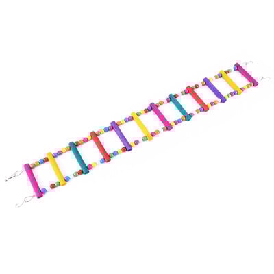 Madarak Háziállatok Papagájok Létrák Mászójáték Függő színes golyók természetes fával és rágójátékokkal Lengőhíd