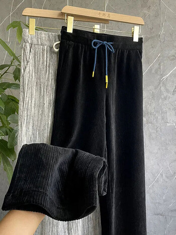 Casual Warm Thicken Wide Leg Παντελόνι Γυναικείο Winter Plus Velvet ίσιο παντελόνι Classic ψηλόμεση Pantalones Vintage Fashion Broek