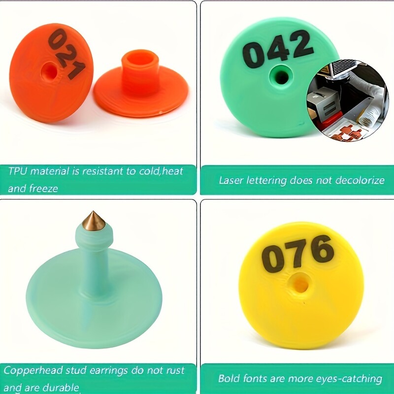 100 komada silikonskih ušnih markica za upravljanje stokom i stokom - izdržljiva identifikacijska oznaka za koze i stoku Ovčja ušna markica Rou