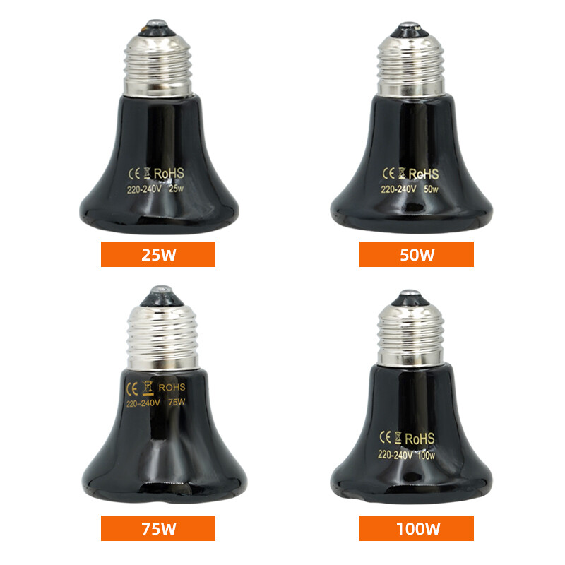 Keramikas siltuma izstarotājs rāpuļu siltuma lampa mājdzīvnieku apsildes lampa 220-240 V infrasarkanā keramiskā izstarotāja siltuma spuldze Mājdzīvnieku brooder cāļi