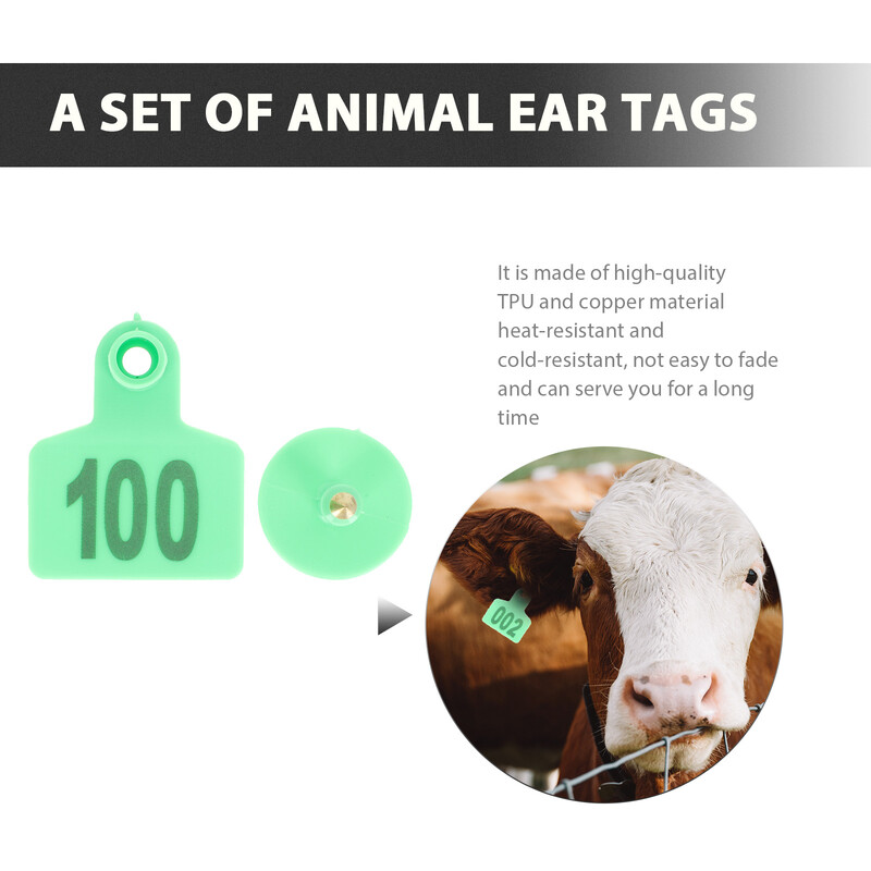 100 kom Veterinarske životinjske ušne markice Potrepštine Broj naljepnica Identifikacija Bakrena stoka