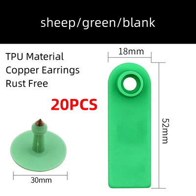 20 DB tehén sertés bárány fülcímkék jel üres fej fülbevaló haszonállat azonosító kártya TPU kiváló minőségű réz köröm