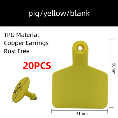 20 DB tehén sertés bárány fülcímkék jel üres fej fülbevaló haszonállat azonosító kártya TPU kiváló minőségű réz köröm