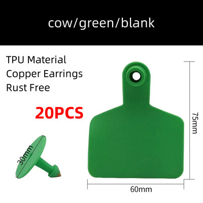 20 DB tehén sertés bárány fülcímkék jel üres fej fülbevaló haszonállat azonosító kártya TPU kiváló minőségű réz köröm