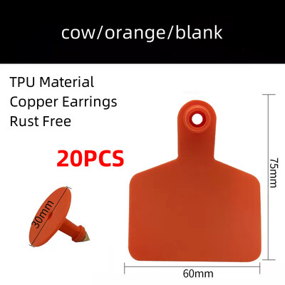 20 DB tehén sertés bárány fülcímkék jel üres fej fülbevaló haszonállat azonosító kártya TPU kiváló minőségű réz köröm