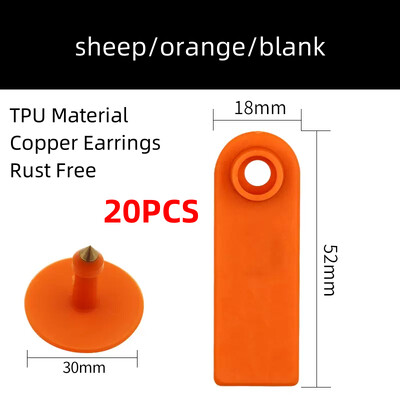 20 DB tehén sertés bárány fülcímkék jel üres fej fülbevaló haszonállat azonosító kártya TPU kiváló minőségű réz köröm