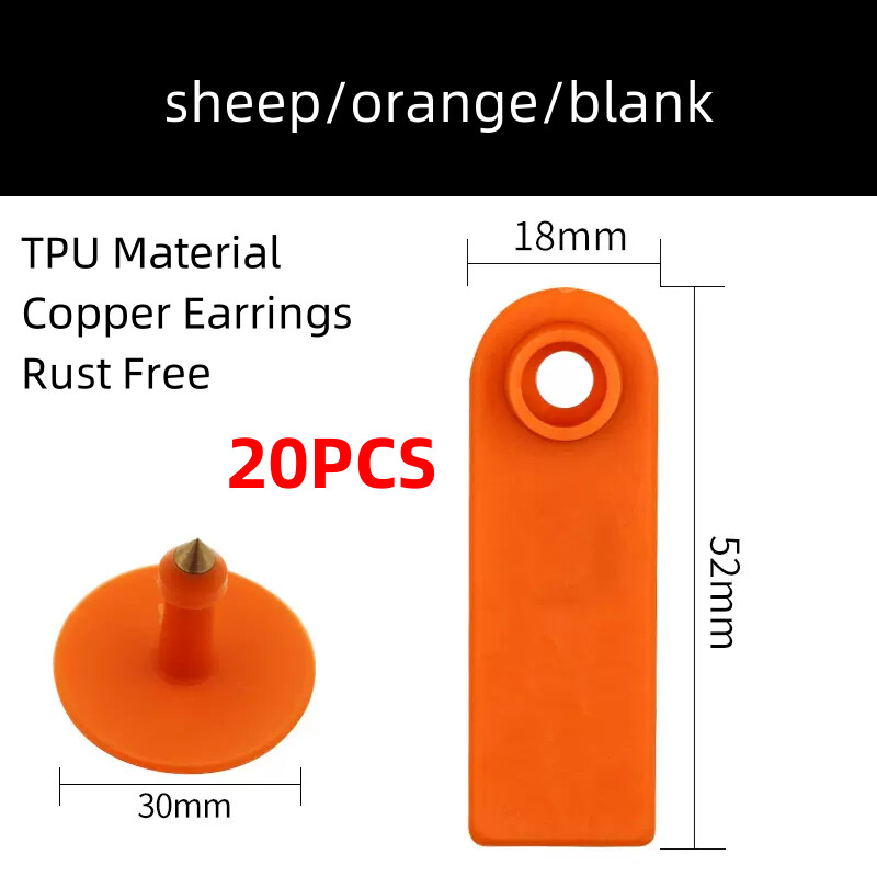 20 DB tehén sertés bárány fülcímkék jel üres fej fülbevaló haszonállat azonosító kártya TPU kiváló minőségű réz köröm