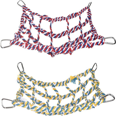 Igračke za papige Šarena pletena mreža za penjanje s 4 kuke Viseća mreža za ljuljanje za ptice Štakori Pamučno uže za viseću mrežu za papige ptice