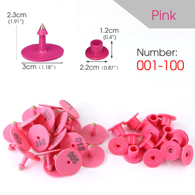 1-100 Număr Etichetă rotundă pentru ureche de porc Fermă Oi Iepure Etichetă pentru ureche Carte de identificare pentru animale Cercei anti-cădere în 6 culori pentru păsări de curte