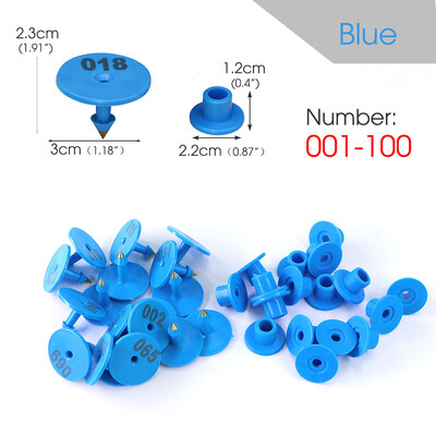 1-100 Număr Etichetă rotundă pentru ureche de porc Fermă Oi Iepure Etichetă pentru ureche Carte de identificare pentru animale Cercei anti-cădere în 6 culori pentru păsări de curte