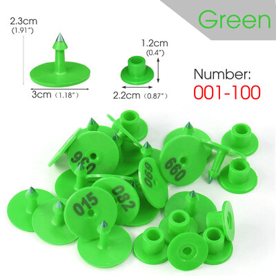 1-100 Număr Etichetă rotundă pentru ureche de porc Fermă Oi Iepure Etichetă pentru ureche Carte de identificare pentru animale Cercei anti-cădere în 6 culori pentru păsări de curte