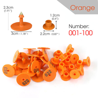 1-100 Număr Etichetă rotundă pentru ureche de porc Fermă Oi Iepure Etichetă pentru ureche Carte de identificare pentru animale Cercei anti-cădere în 6 culori pentru păsări de curte