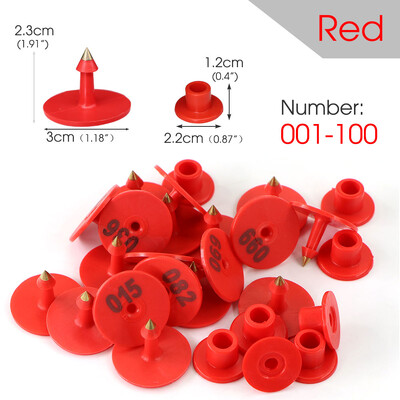 1-100 Număr Etichetă rotundă pentru ureche de porc Fermă Oi Iepure Etichetă pentru ureche Carte de identificare pentru animale Cercei anti-cădere în 6 culori pentru păsări de curte