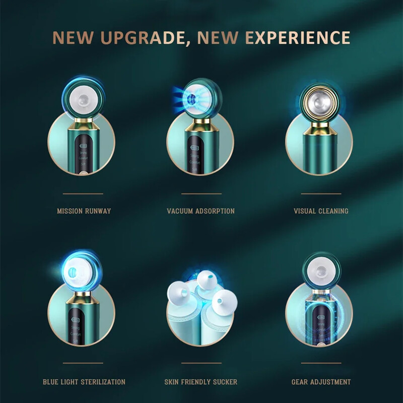 Αναβαθμισμένο Facial Pore Cleaner Ακμή Comedone Whitehead Extractor Κιτ αφαίρεσης μαύρων στιγμάτων Ηλεκτρική σκούπα για μαύρα στίγματα