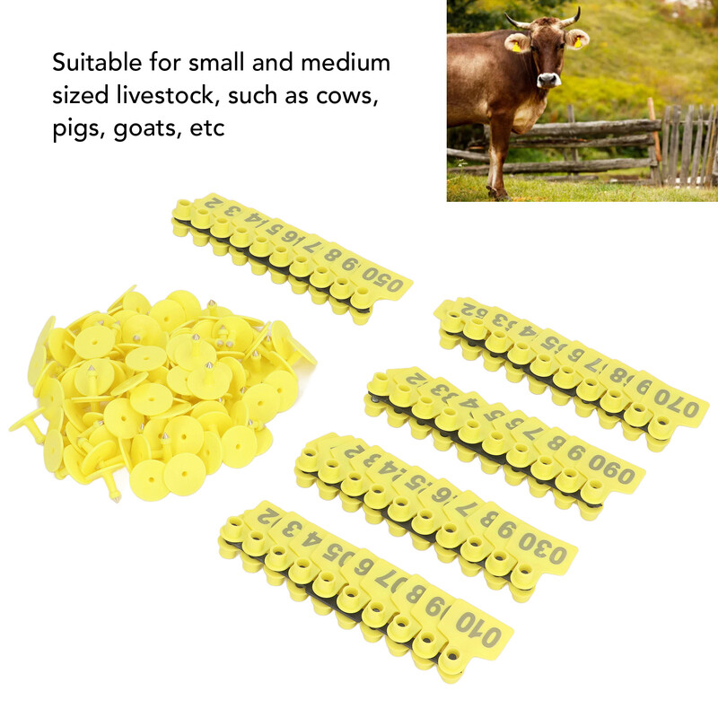 Gyvuliams skirtas ausų įsagas, sutirštintas plastikas, patogus identifikavimas. Galvijų sunumeruota ausų etiketė karvėms kiaulėms ožkoms kiaulėms ausų įsagai