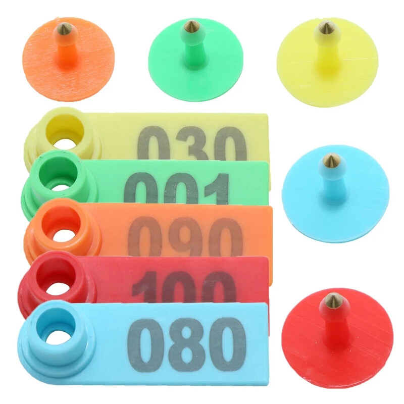 100 vnt. Gyvūnai Žymėti Avis Ausų įsagas Ožkos žymeklis Auskarai Gyvulių auskarų kortelių numeracija, skirta ūkinių gyvūnų priežiūrai