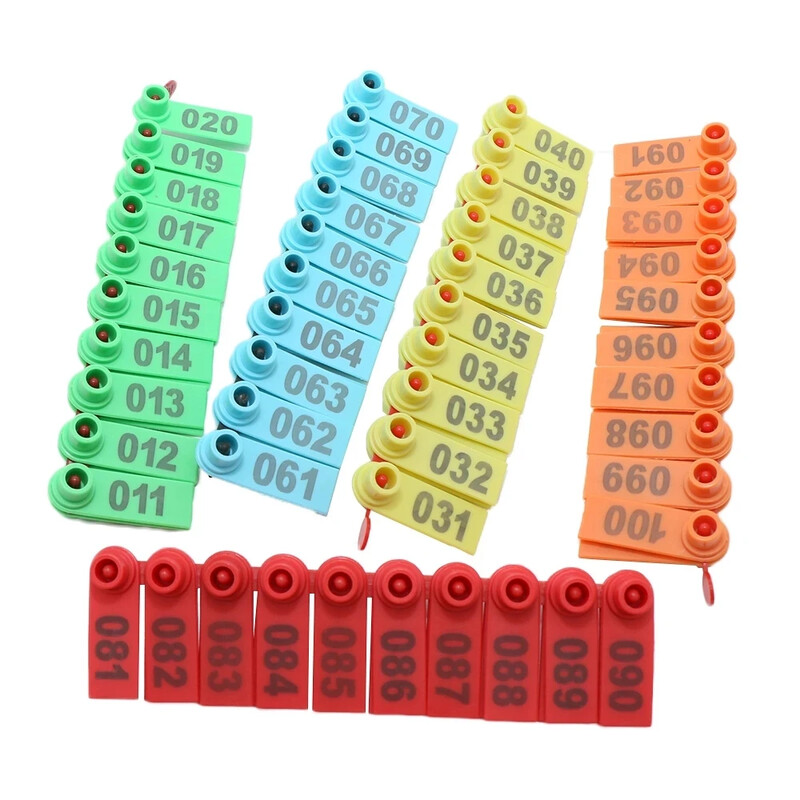 100 vnt. Gyvūnai Žymėti Avis Ausų įsagas Ožkos žymeklis Auskarai Gyvulių auskarų kortelių numeracija, skirta ūkinių gyvūnų priežiūrai