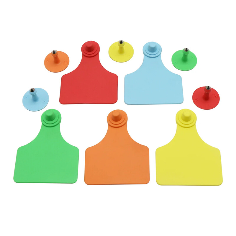 5 vnt. galvijų ausų įsagų ženklai TPU dvipusis bežodis ausų įsagas, pasirinktinis numeris vario galvos karvės auskarai, gyvūno identifikavimo kortelė