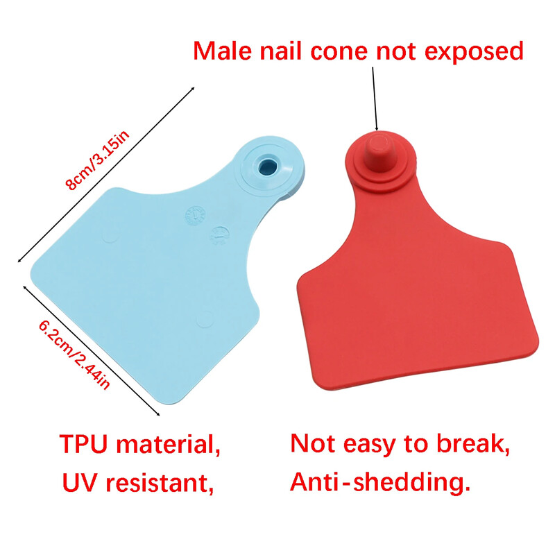 5 vnt. galvijų ausų įsagų ženklai TPU dvipusis bežodis ausų įsagas, pasirinktinis numeris vario galvos karvės auskarai, gyvūno identifikavimo kortelė