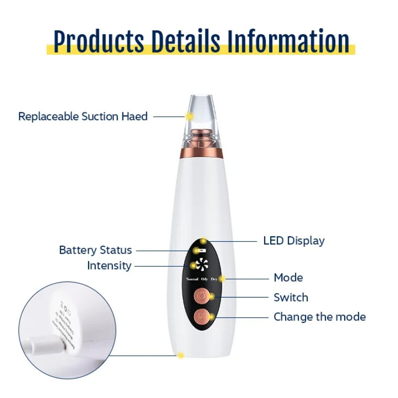 Elektrinis inkštirų valiklis Vakuuminis porų valymas veido juodų dėmių baltų taškelių spuogų valiklis veido priežiūros priemonė Grožis