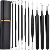 10 db Akne mitesszer eltávolító tűk Black Dots Cleaner Comedone Extractor Kit Mélytisztító eszköz Arc Orr Bőrápoló Eszközök