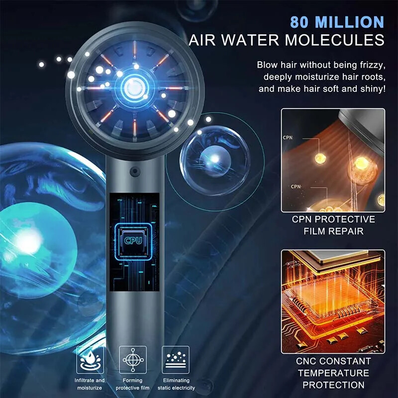 Didmeninė kaina Aukštos kokybės plaukų džiovintuvas Profesionalus turbokompresorinis elektrinis plaukų šepetys Stipraus vėjo, žemo triukšmo džiovintuvas Nemokamas pristatymas