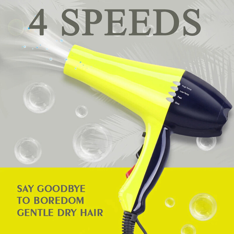 Uscător de păr profesional 6000W Uscător de păr cu anioni pentru salon de mare viteză Vânt puternic, 4 trepte, zgomot redus, suflantă ușoară cu 2 duze