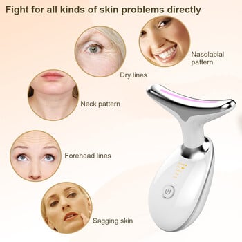 Масажор за лице EMS Microcurrent Face Neck Lifting Massager Thin Double Chin Vibrator Skin Tighten Light Therapy Beauty Device