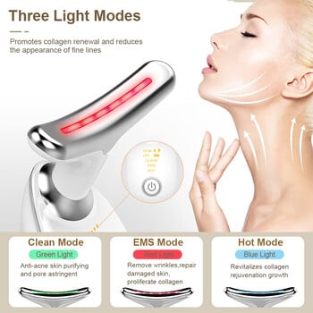 Масажор за лице EMS Microcurrent Face Neck Lifting Massager Thin Double Chin Vibrator Skin Tighten Light Therapy Beauty Device